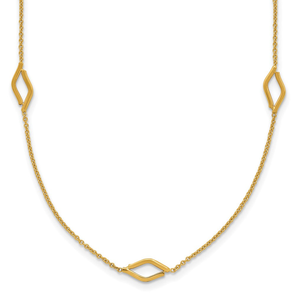 14K Polished Diamond-shaped Station with 2in ext. Necklace