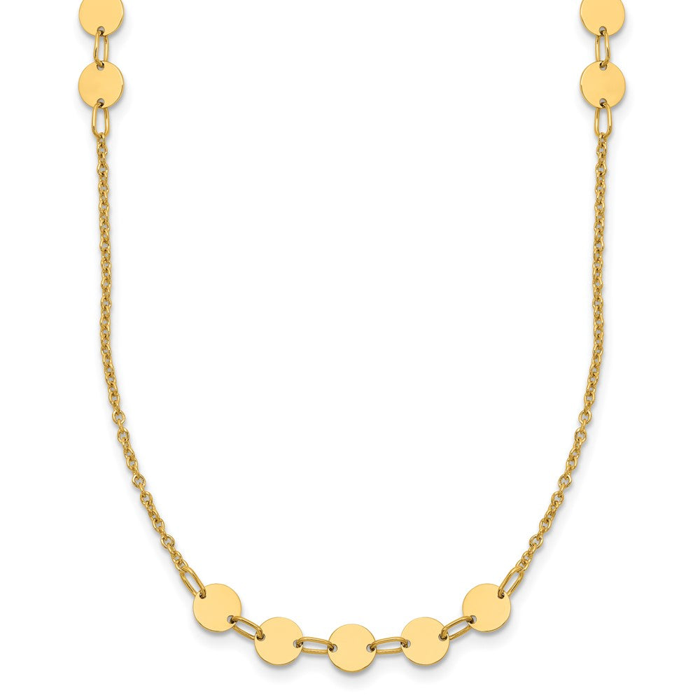 14K Polished Circle Disc with 2in ext. Necklace