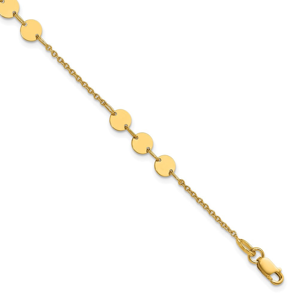 14K Polished Circle Disc with 1in ext. Bracelet