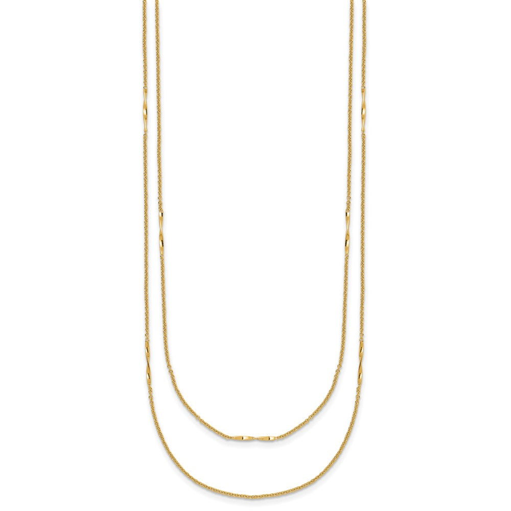 14K Polished 2-Strand Twist Bar Station Necklace