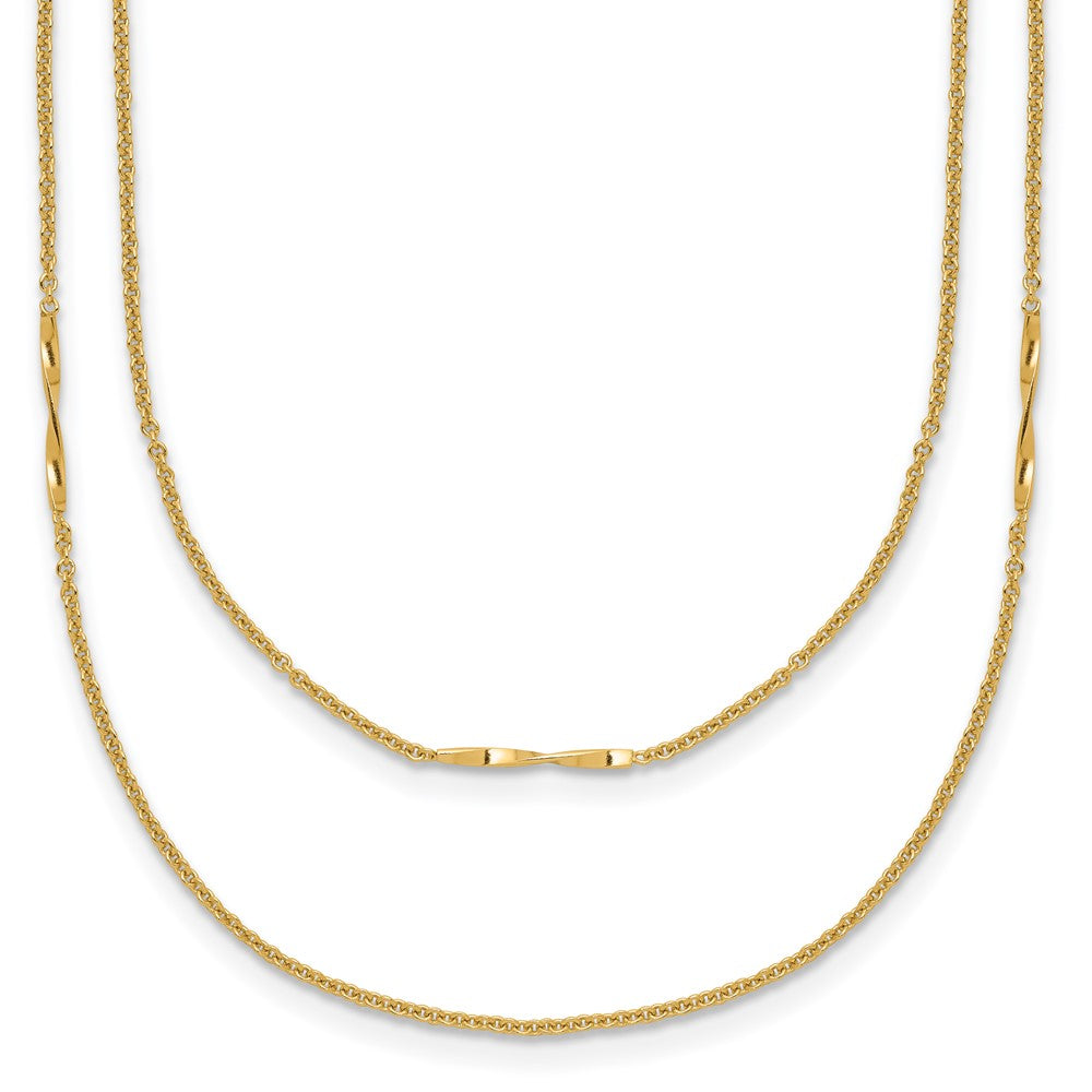 14K Polished 2-Strand Twist Bar Station Necklace