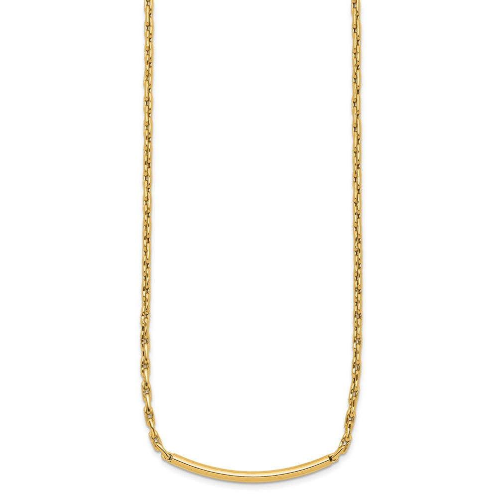 14K Polished Fancy Link Bar with .5in ext. Necklace