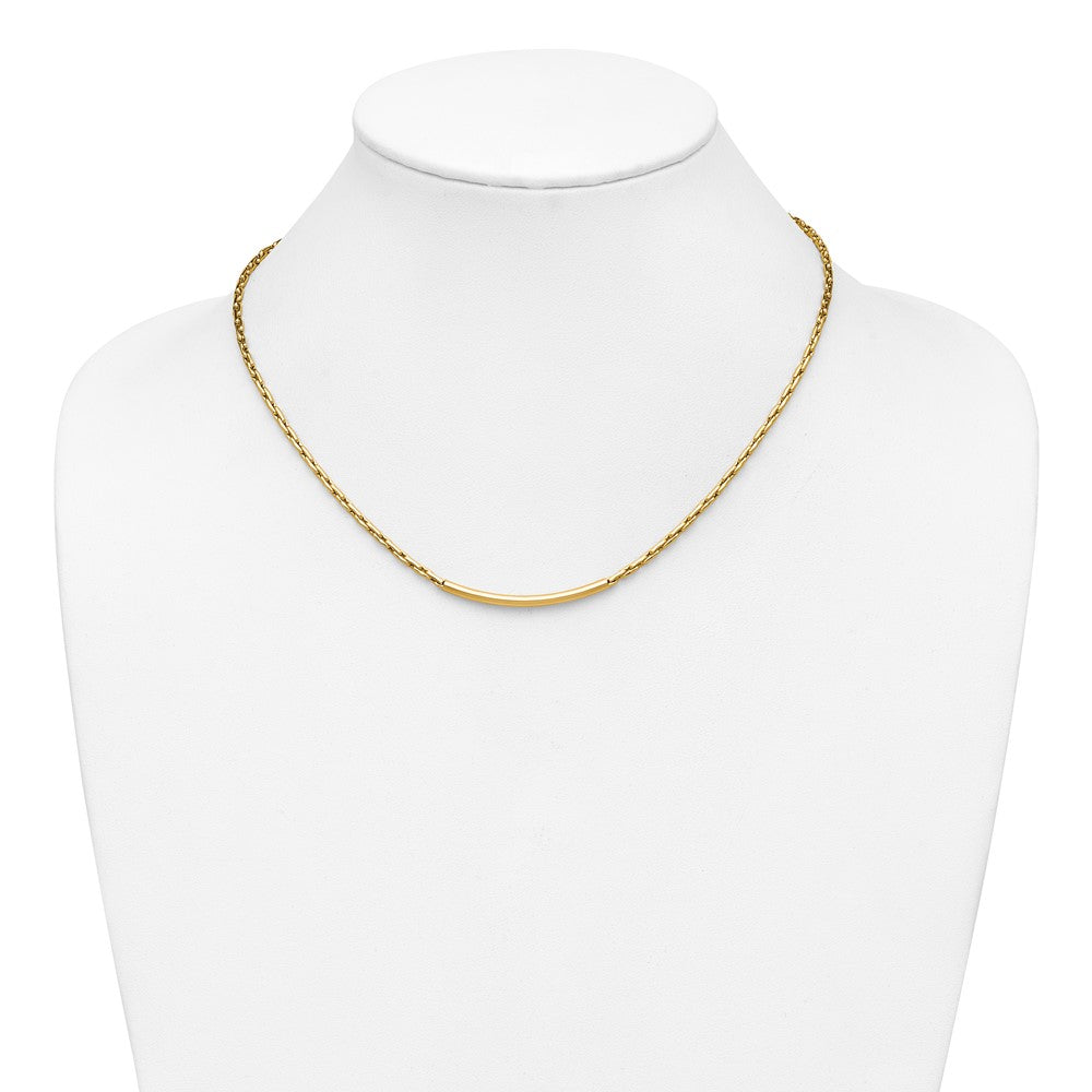 14K Polished Fancy Link Bar with .5in ext. Necklace