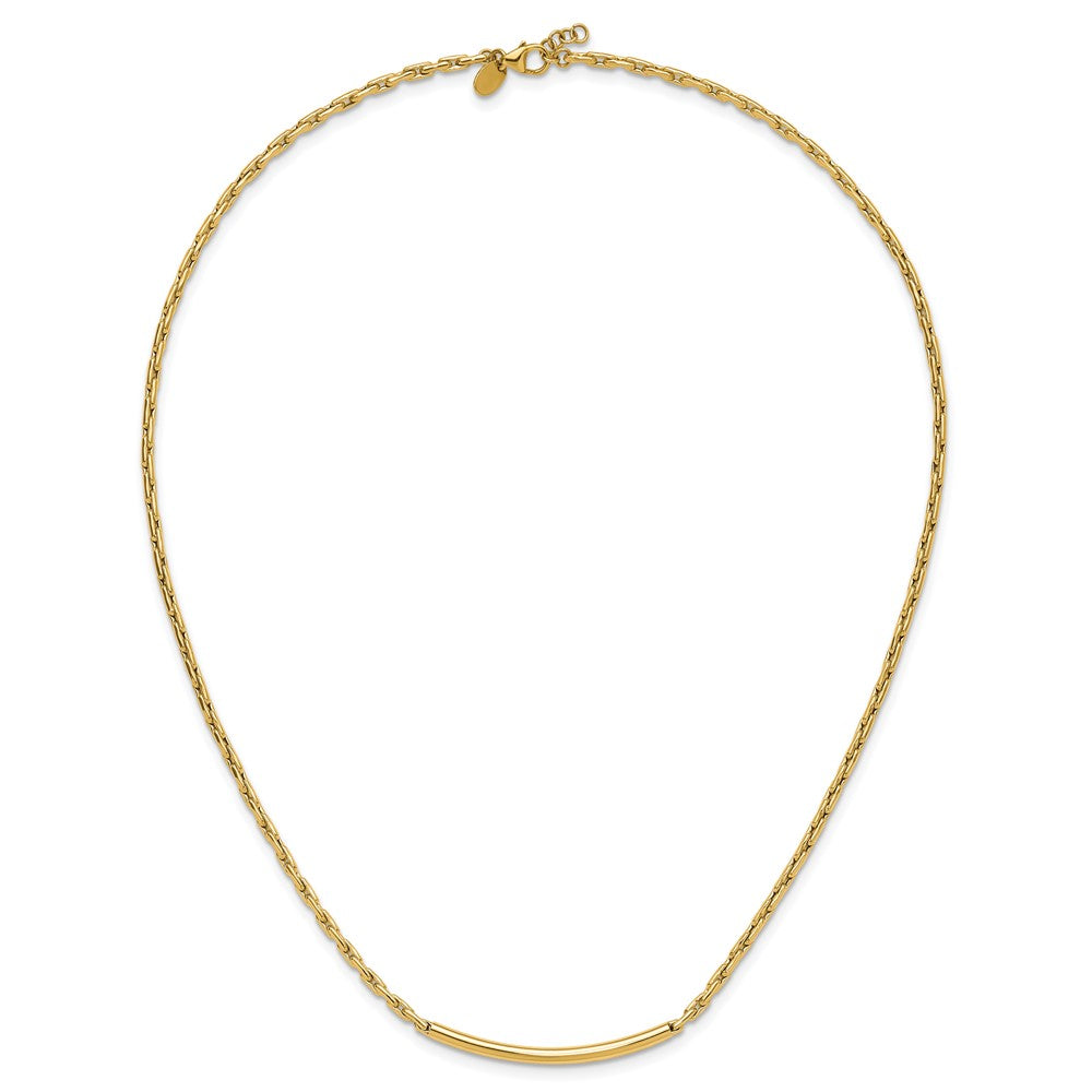 14K Polished Fancy Link Bar with .5in ext. Necklace