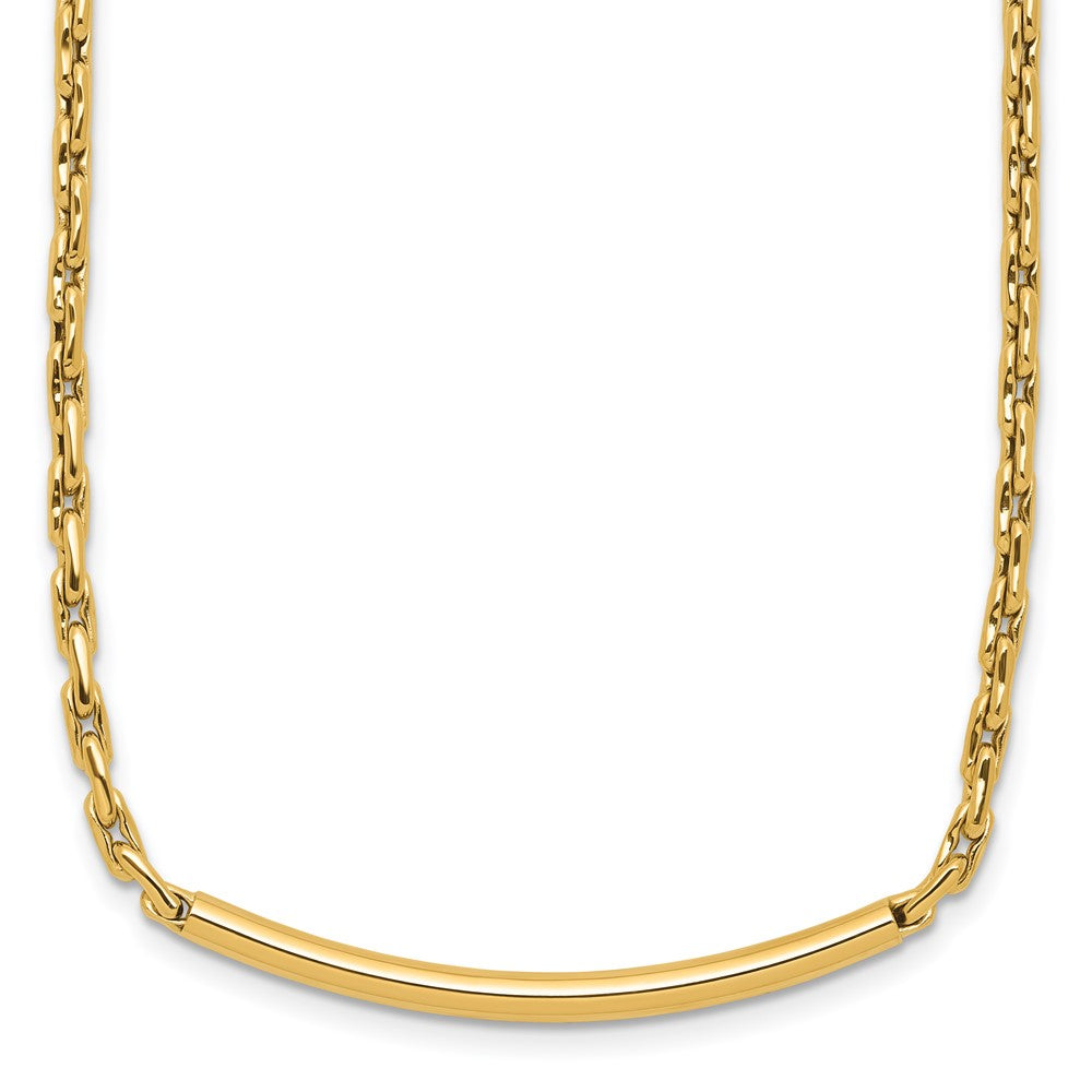 14K Polished Fancy Link Bar with .5in ext. Necklace