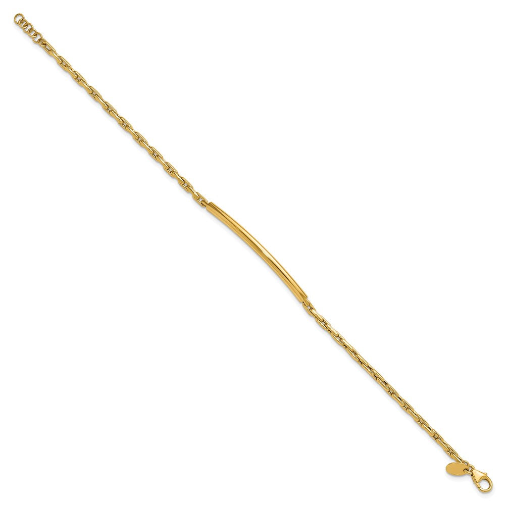 14K Polished Fancy Link Bar with .5in ext. Bracelet