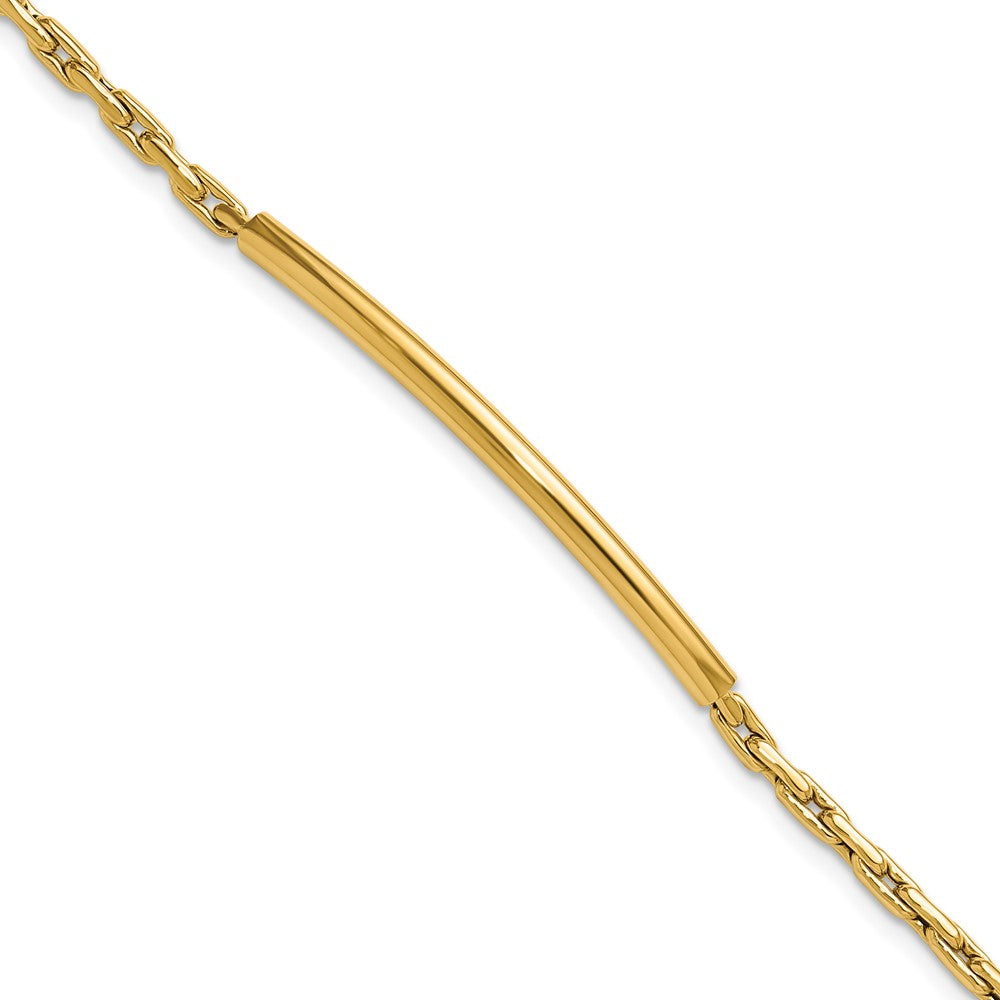14K Polished Fancy Link Bar with .5in ext. Bracelet