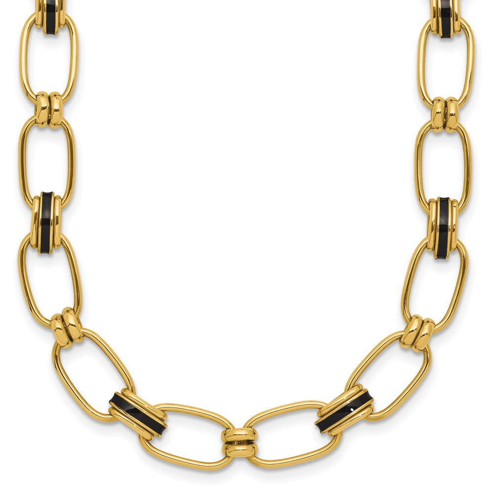 14K with Enamel Polished Fancy Oval Link Necklace