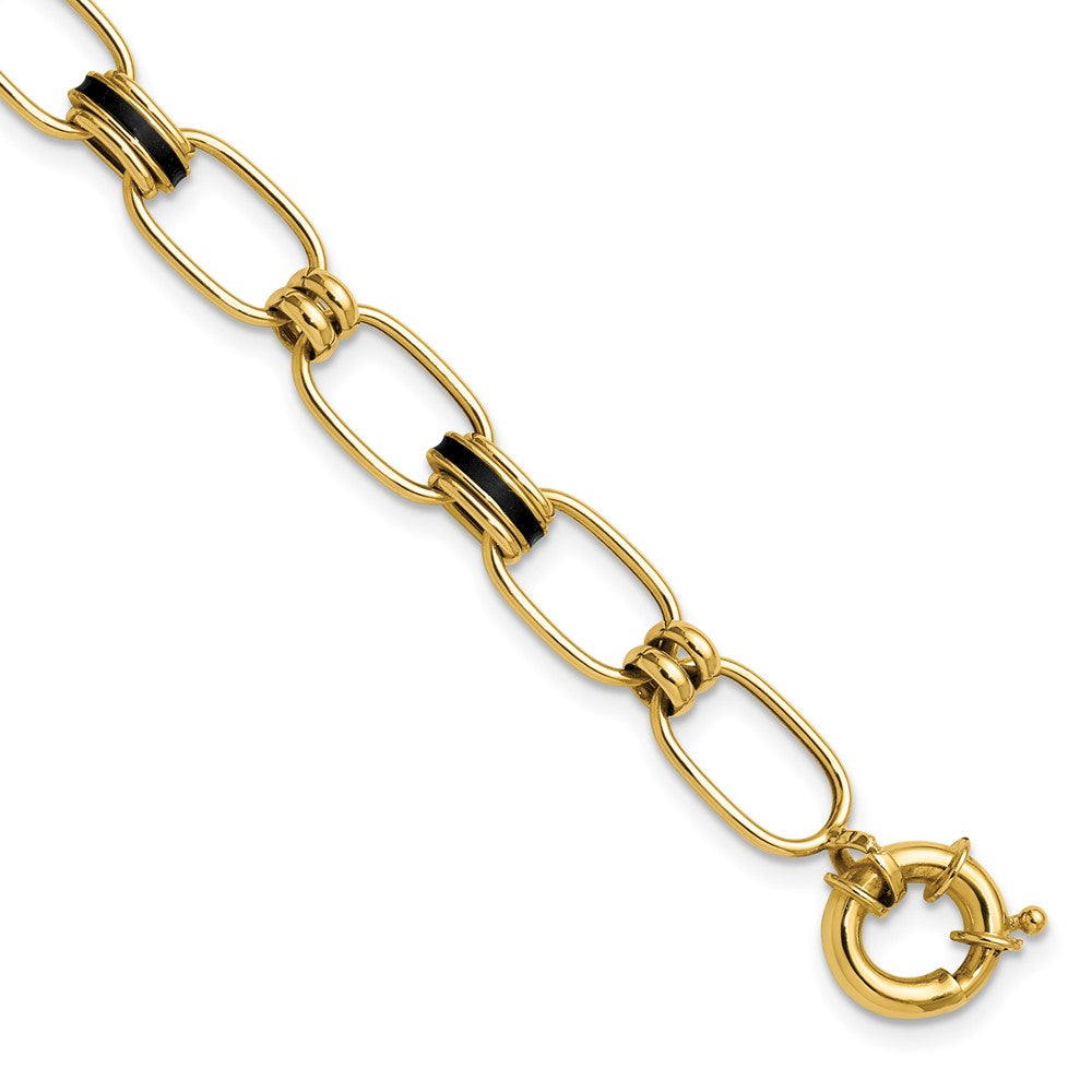 14K with Enamel Polished Fancy Oval Link Bracelet