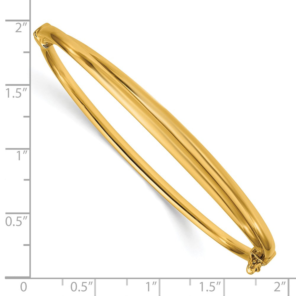 14K Polished Grooved Hinged Bangle