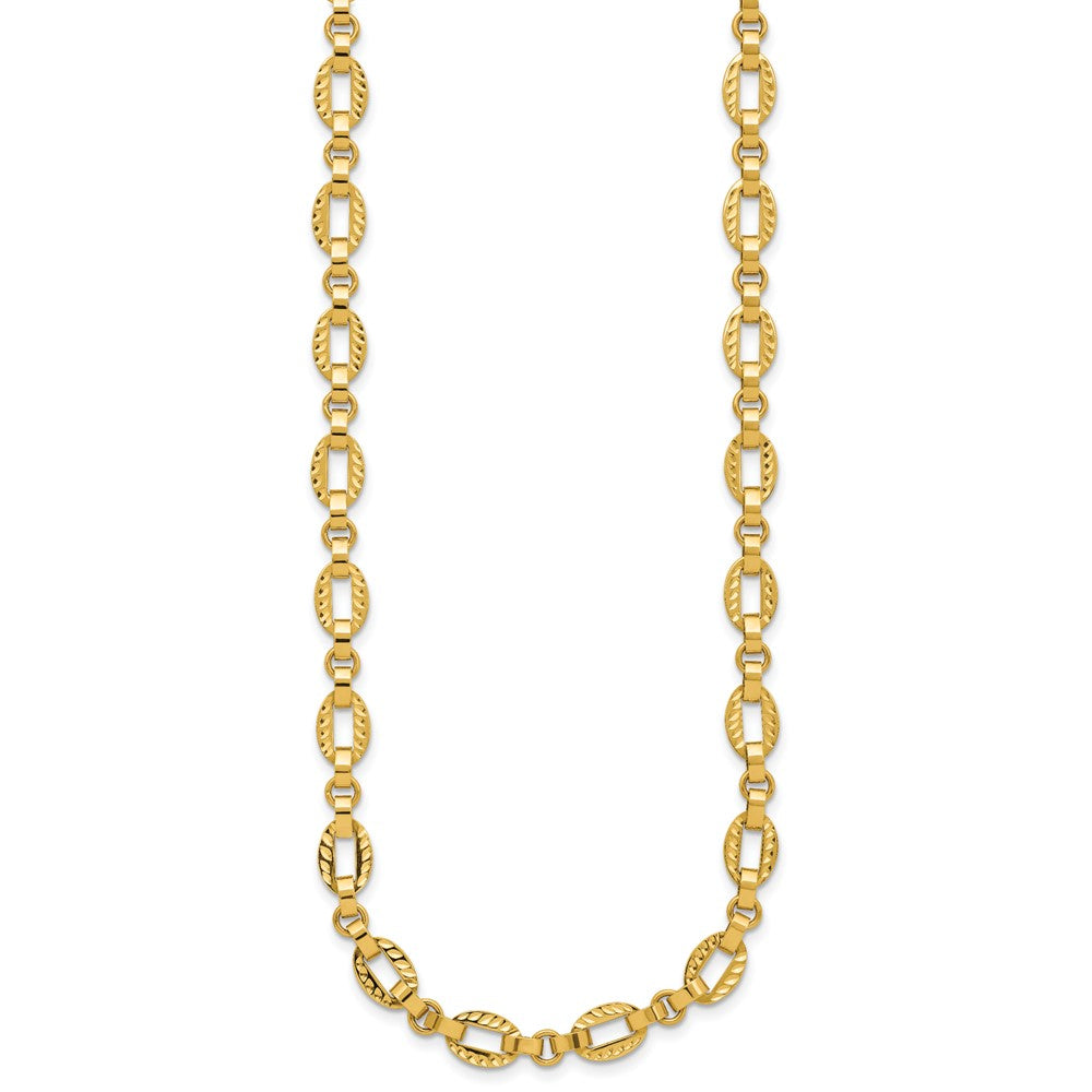 14K Polished and Diamond-cut Fancy Link with .5in Ext. Necklace