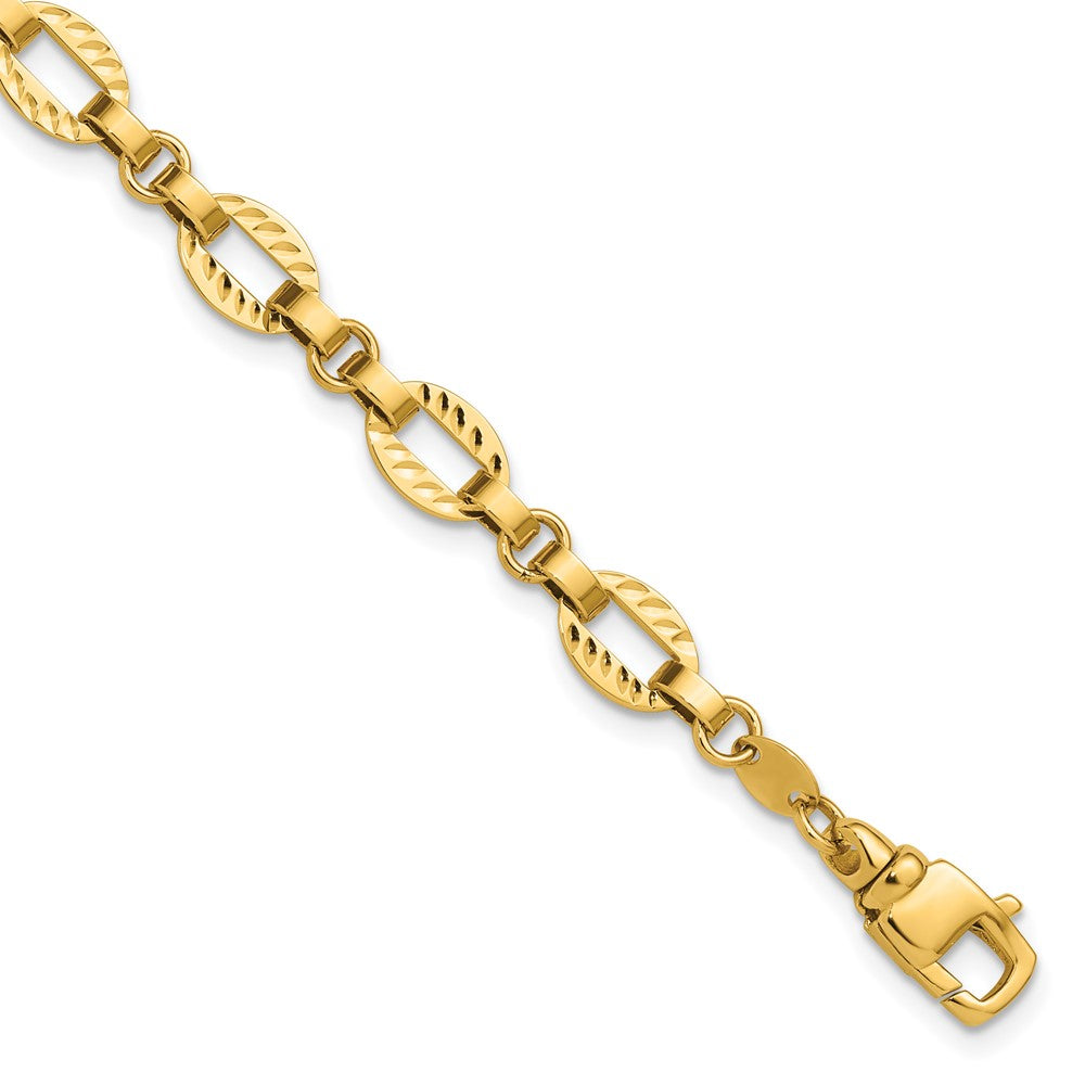 14K Polished and Diamond-cut Fancy Link with .5in Ext. Bracelet