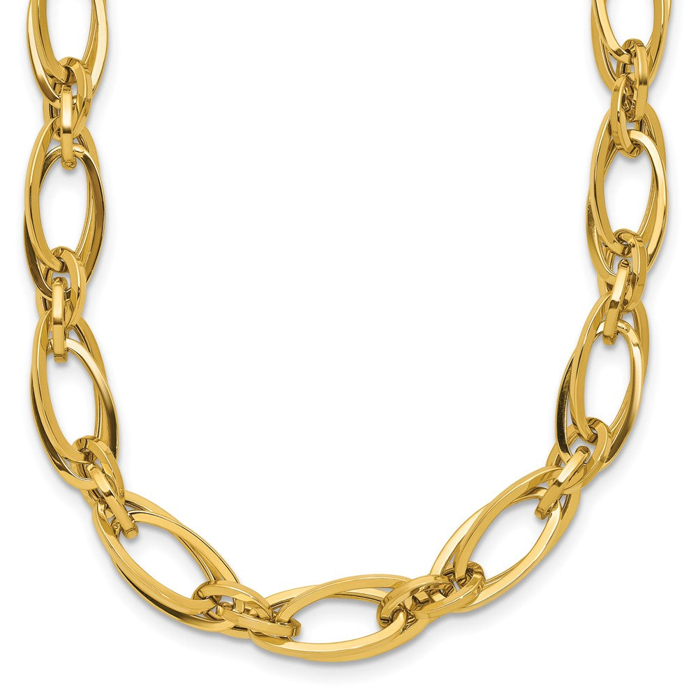 14K Polished Fancy Oval Link Necklace