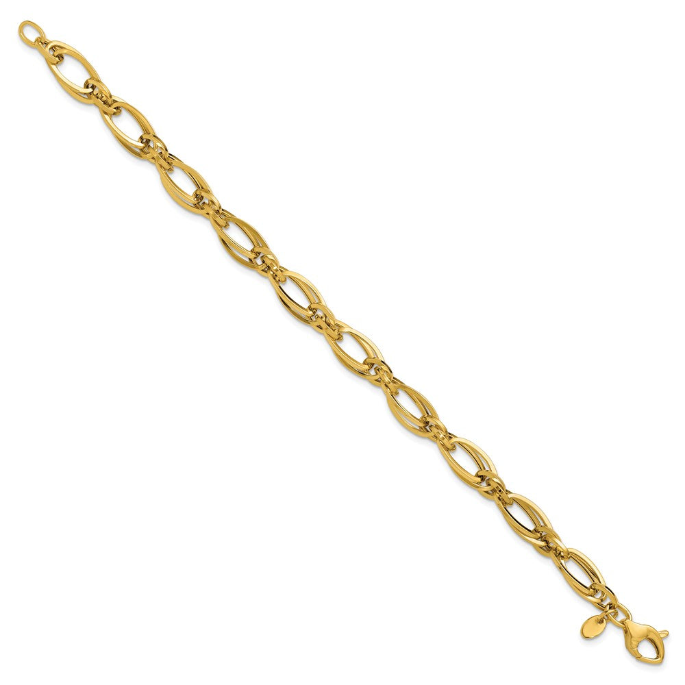 14K Polished Fancy Oval Link Bracelet