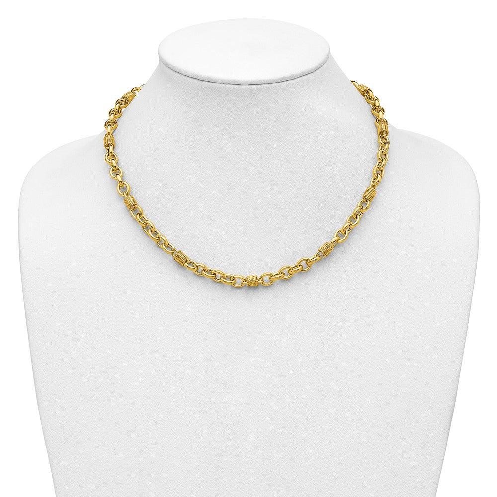 14K Polished and Textured Fancy Link Necklace