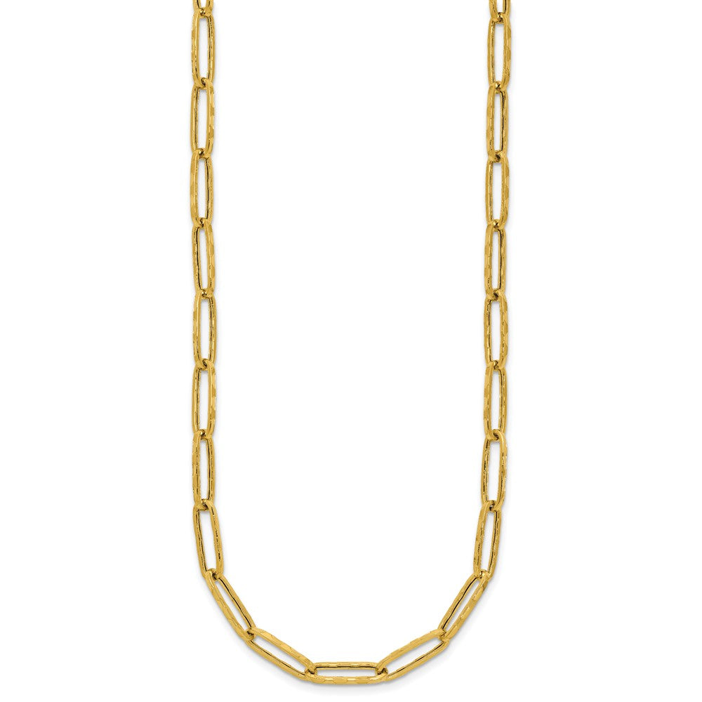 14K Polished and Dimond-cut Paperclip Link Necklace