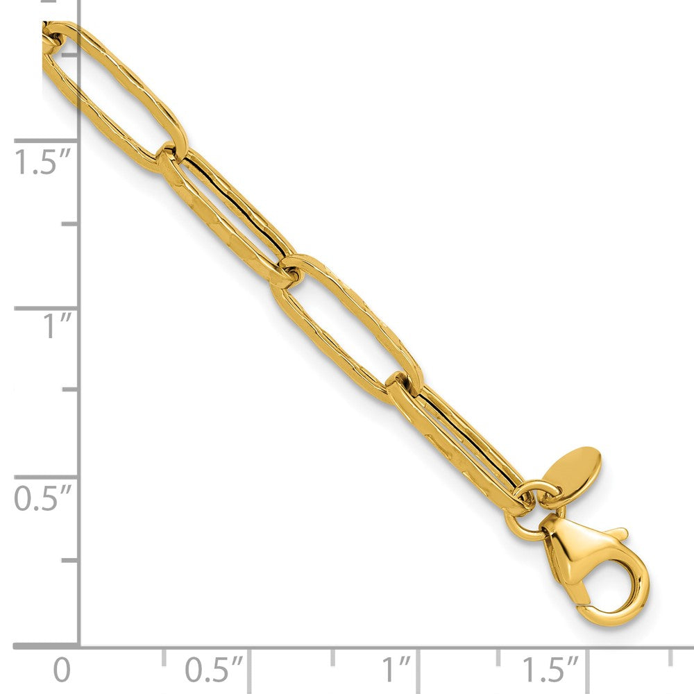 14K Polished and Dimond-cut Paperclip Link Bracelet