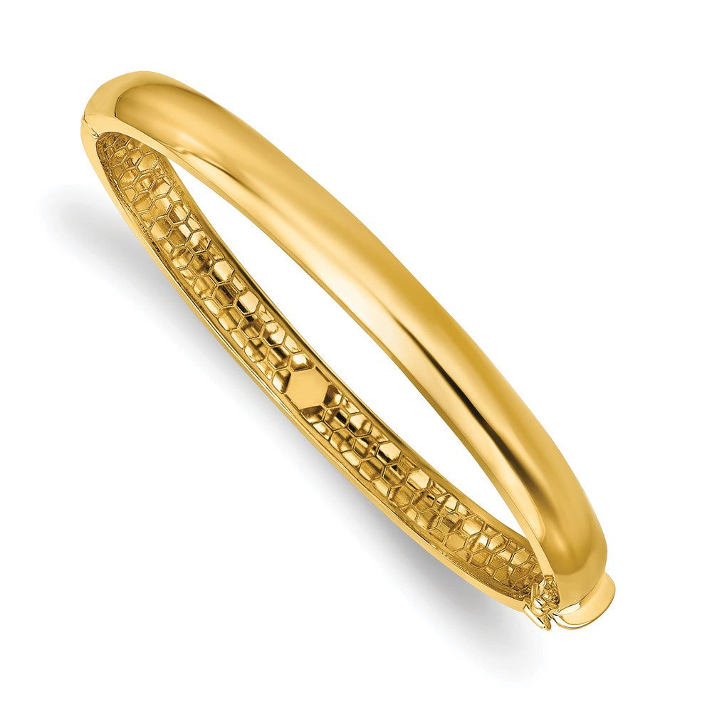 14K Polished Hollow Hinged Bangle