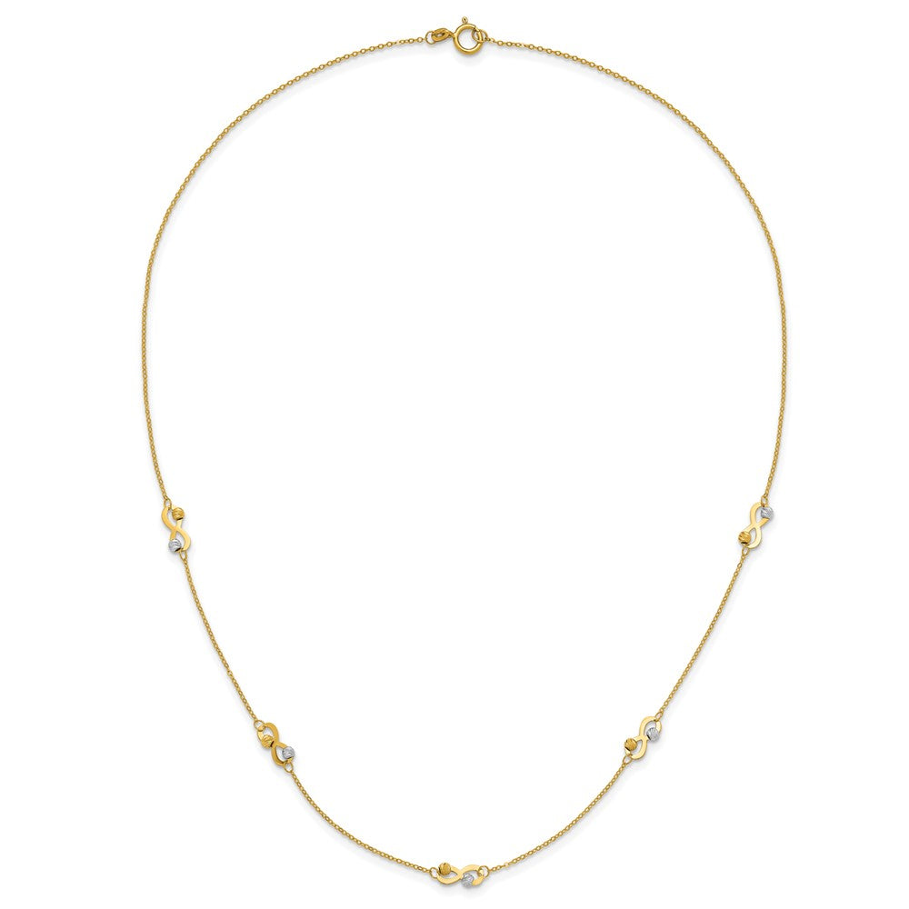 14K Two-tone Diamond-cut Beaded Infinity Station Necklace