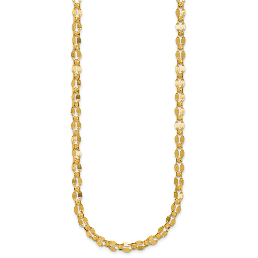 14K Polished and Diamond-cut Beaded Fancy Necklace