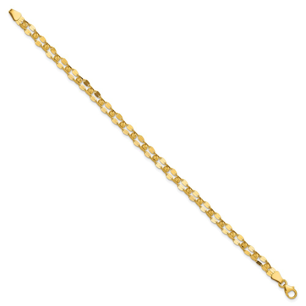 14K Polished and Diamond-cut Beaded Fancy Bracelet