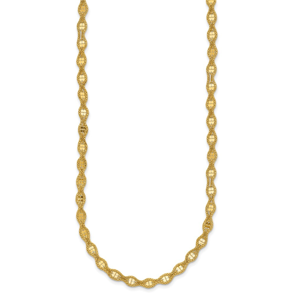 14K Polished and Diamond-cut Twisted Fancy Necklace