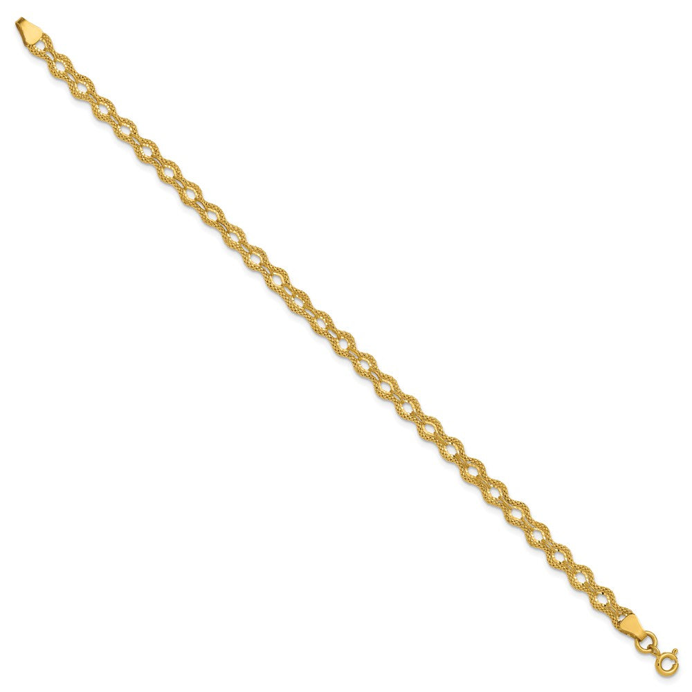 14K Polished and Diamond-cut and Textured Fancy Bracelet