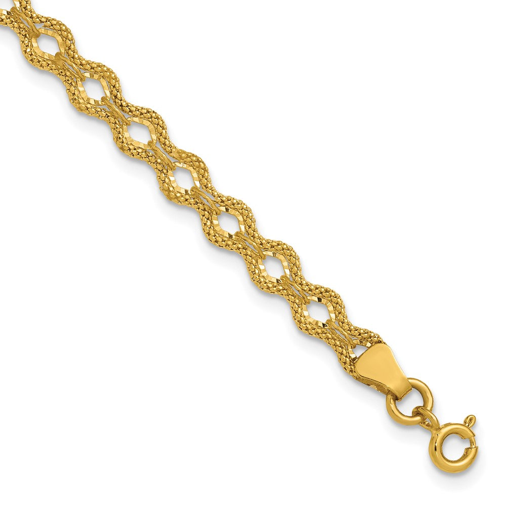 14K Polished and Diamond-cut and Textured Fancy Bracelet