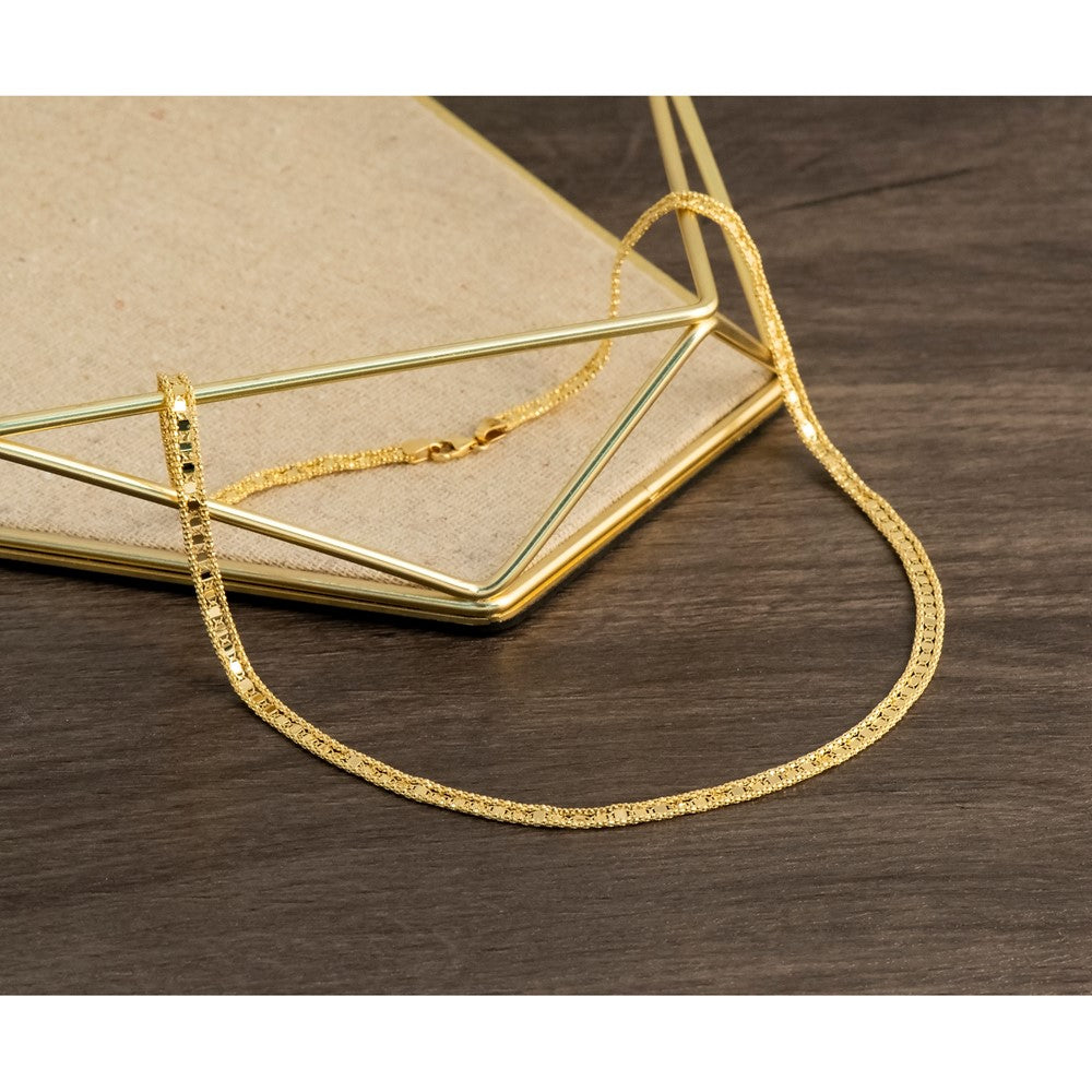 14K Polished and Textured Fancy Necklace