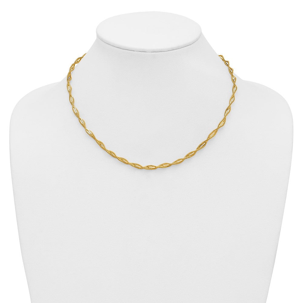 14K Polished and Textured Twist Necklace