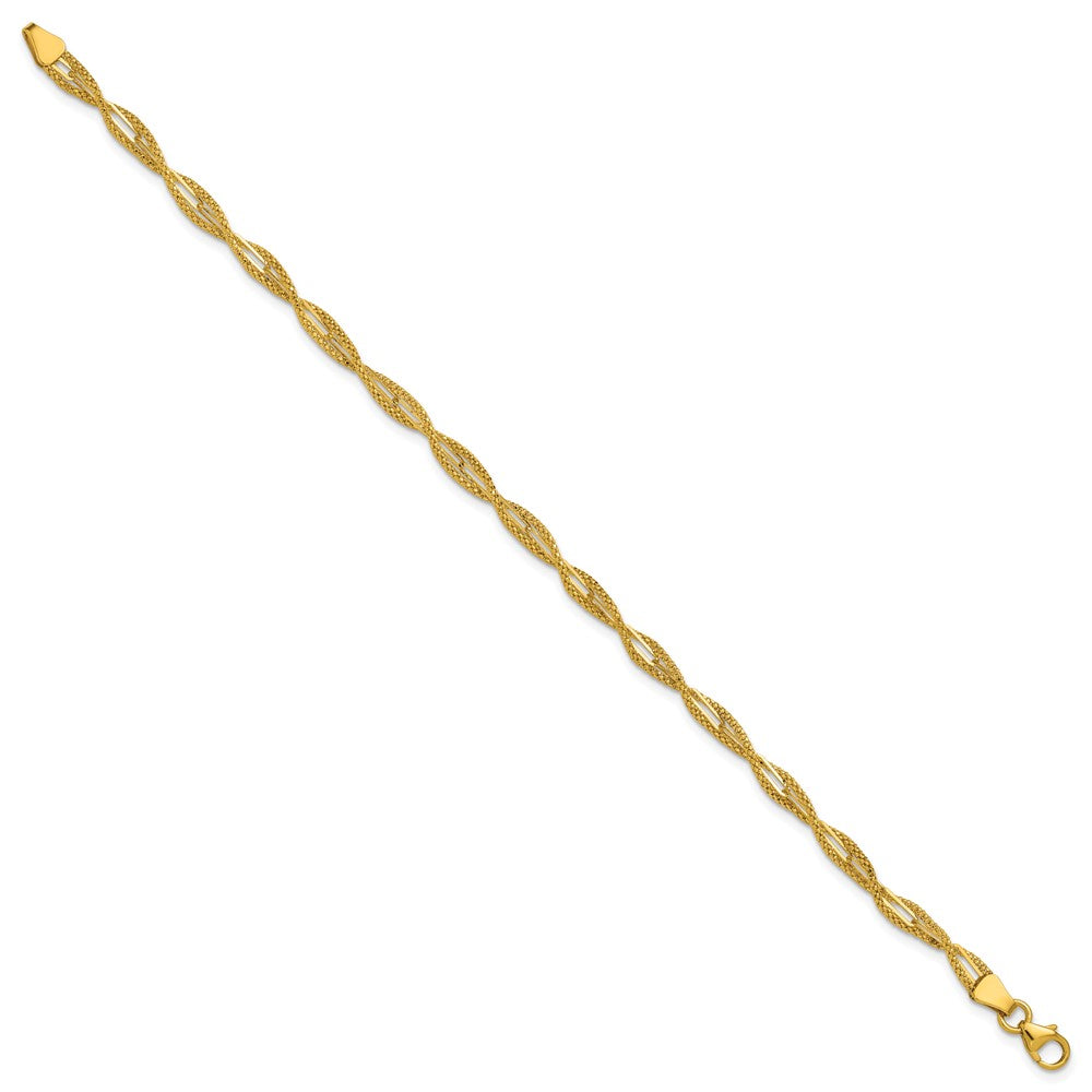14K Polished and Textured Twist Bracelet