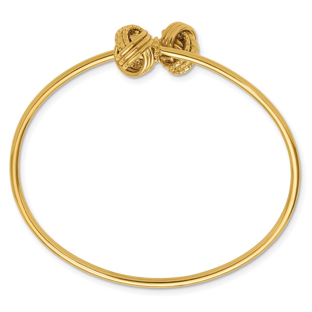14K Polished and Love Knot Flexible Bangle