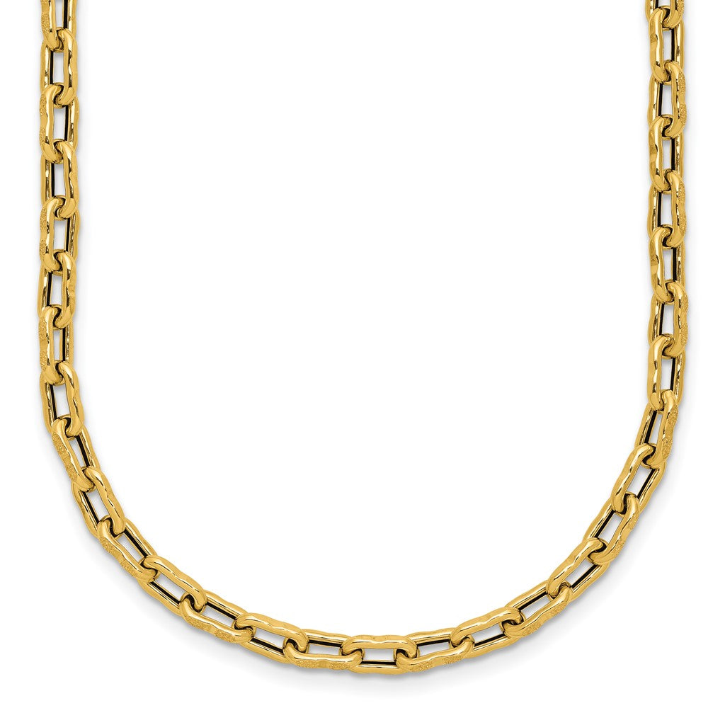 14K Polished Textured Fancy Link Necklace