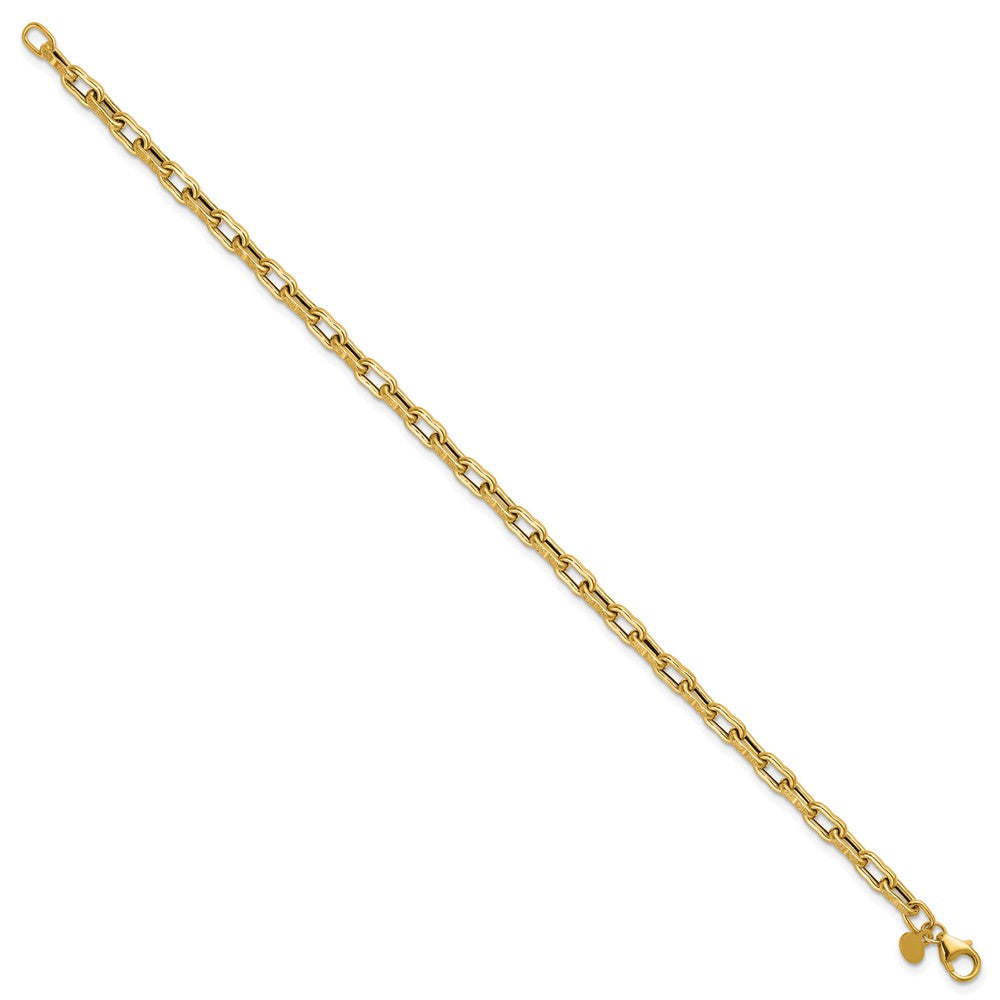 14K Polished Textured Fancy Link Bracelet