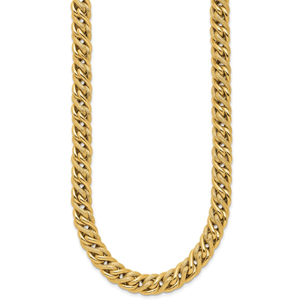 14K Polished and Textured Fancy Link Necklace