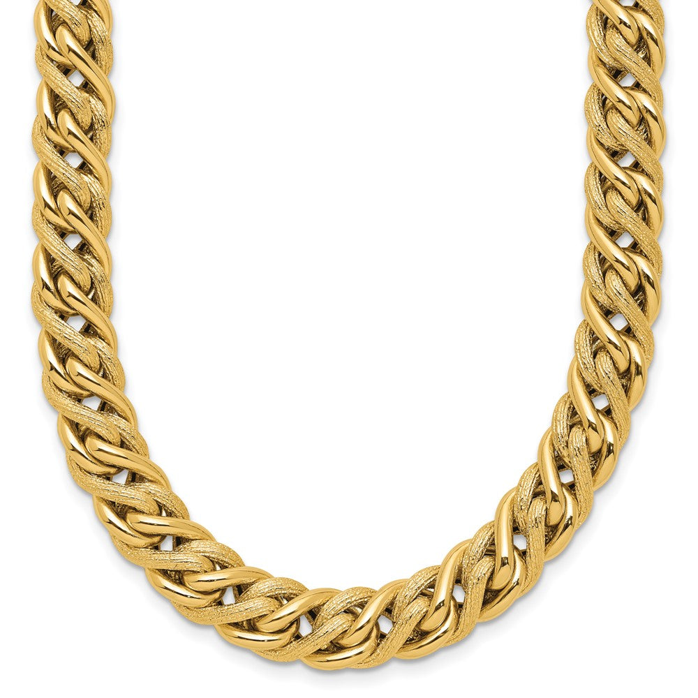 14K Polished and Textured Fancy Link Necklace