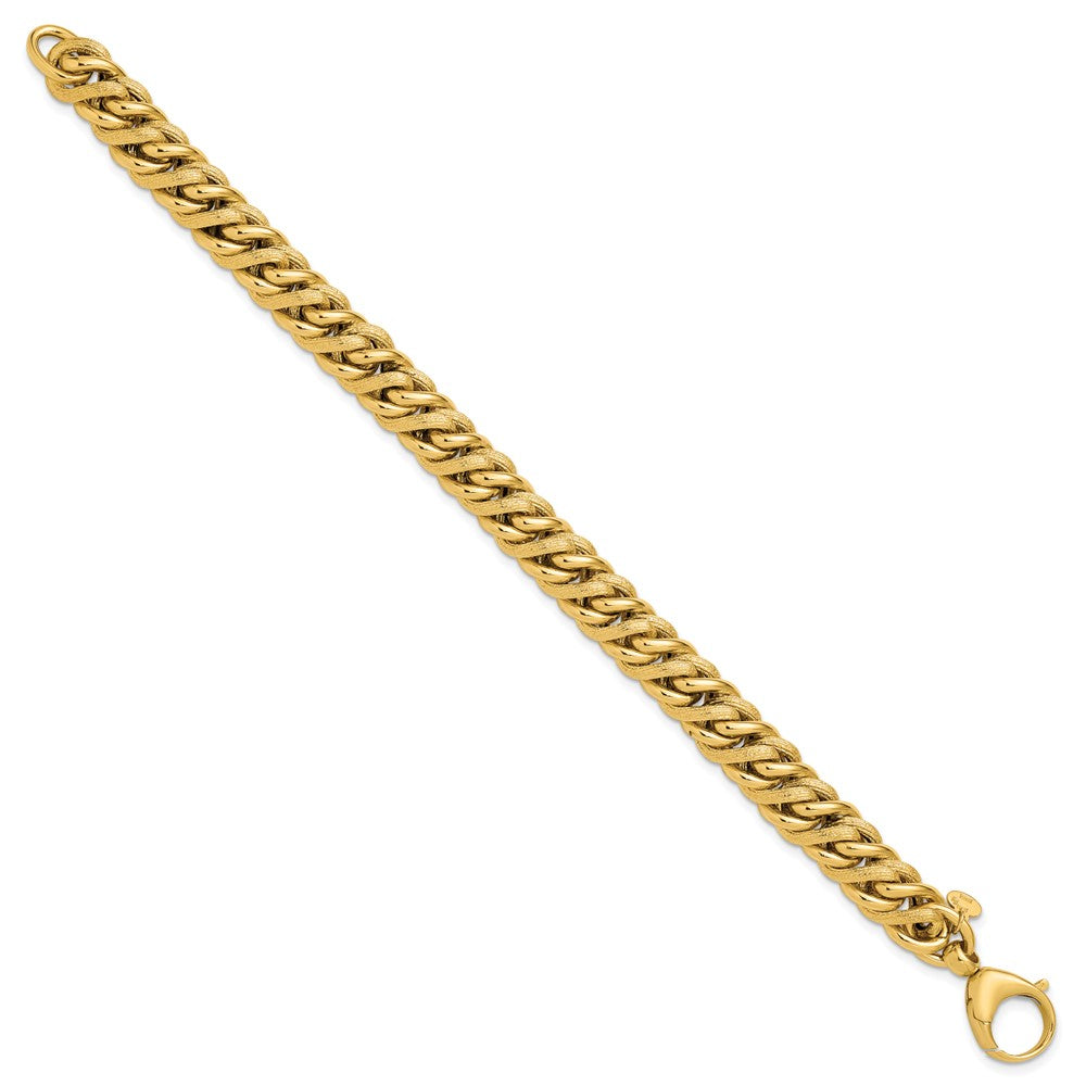 14K Polished and Textured Fancy Link Bracelet