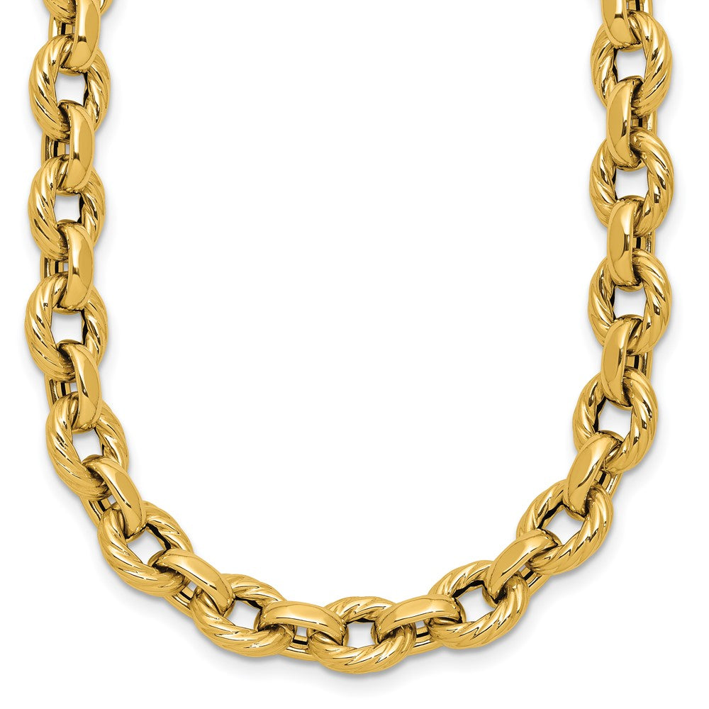 14K Polished and Twisted Fancy Link Necklace