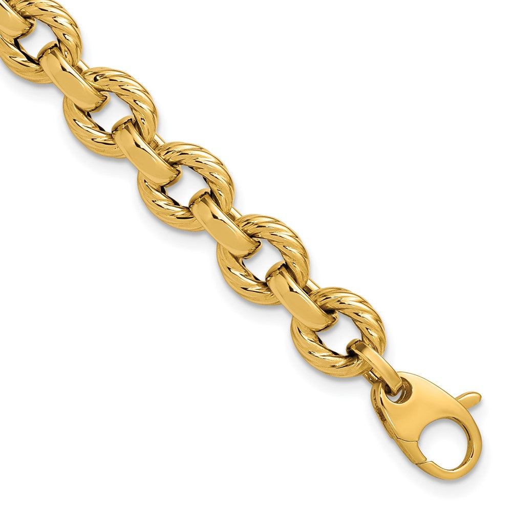 14K Polished and Twisted Fancy Link Bracelet