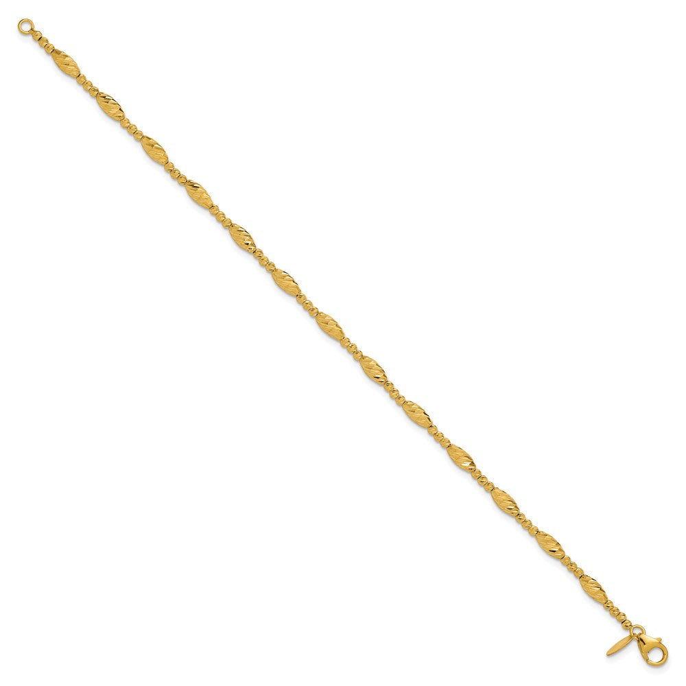 14K Polished and Diamond-cut Beaded Fancy Bracelet