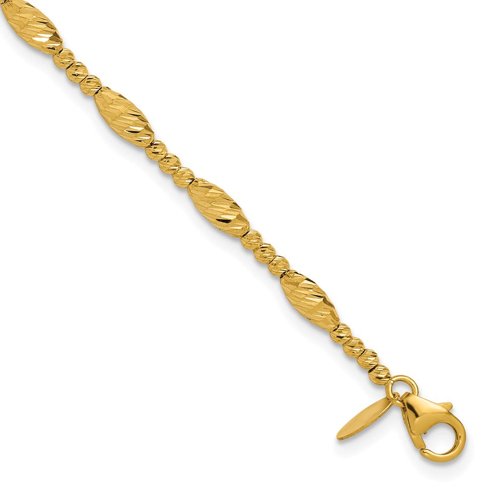 14K Polished and Diamond-cut Beaded Fancy Bracelet