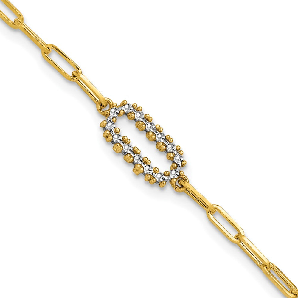 14K with White Rhodium Polished Paperclip Fancy Bracelet