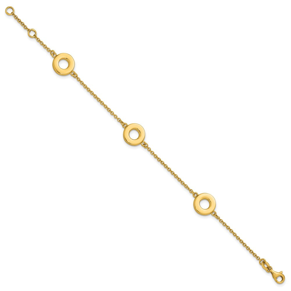 14K Polished Circle Station with .5in Ext. Bracelet