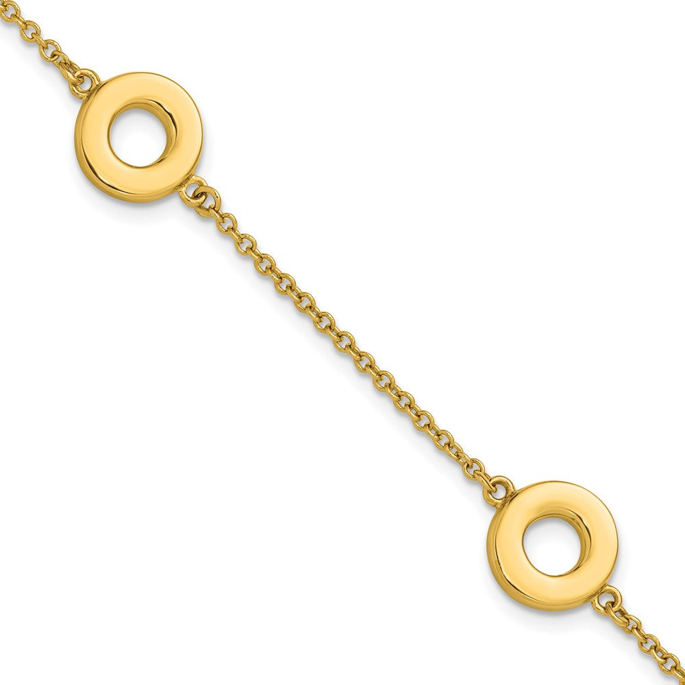 14K Polished Circle Station with .5in Ext. Bracelet
