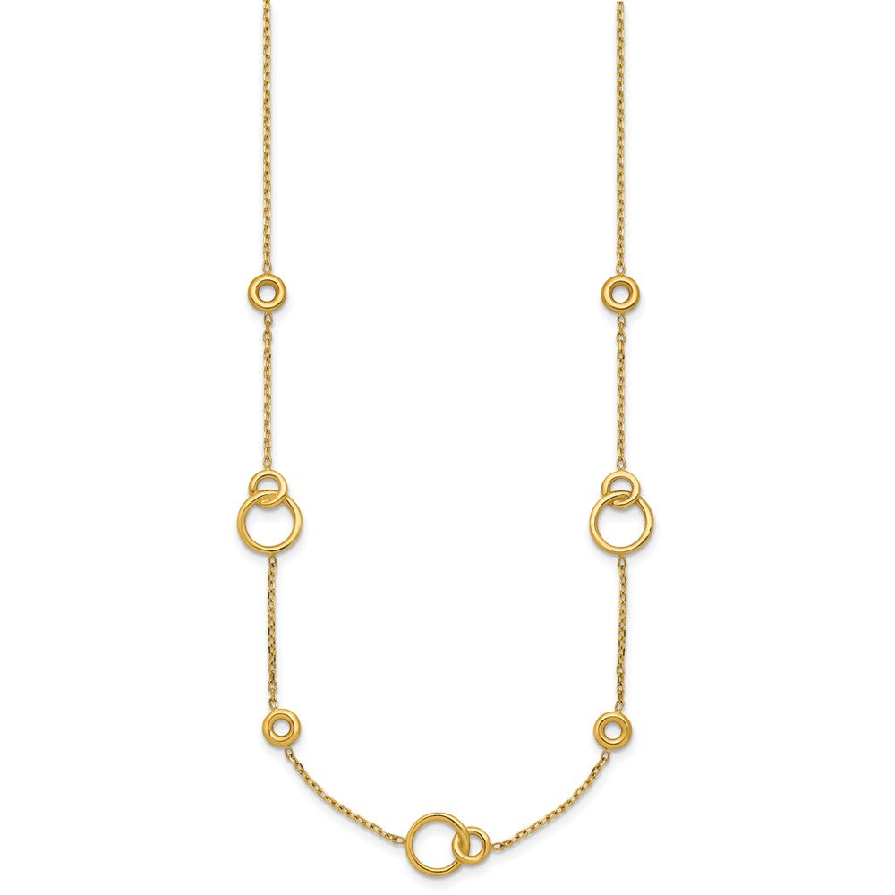 14K Polished Circle Station with 2in Ext. Necklace