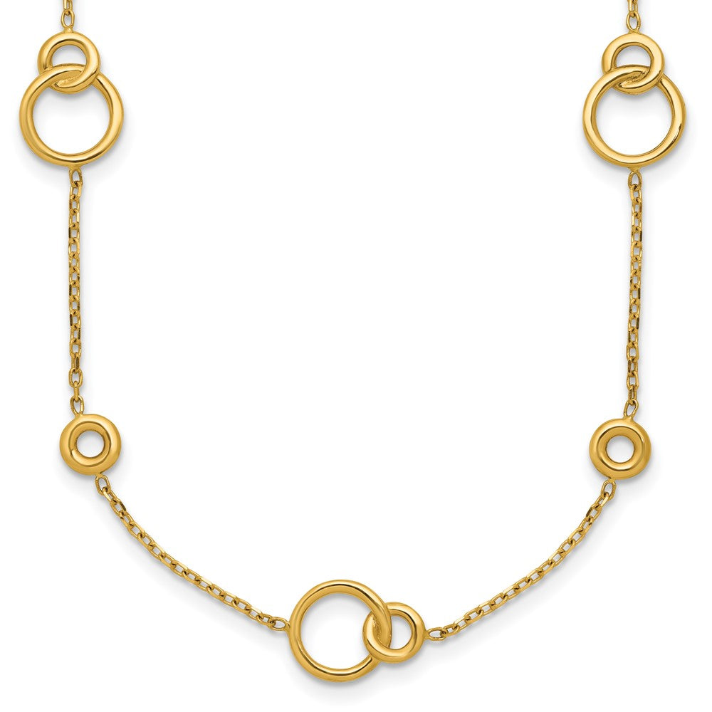 14K Polished Circle Station with 2in Ext. Necklace