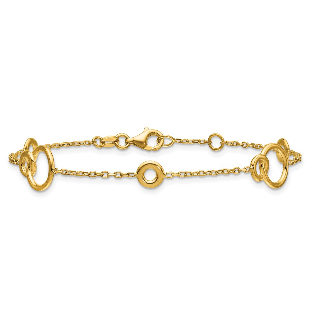14K Polished Circle Station with .5in Ext. Bracelet