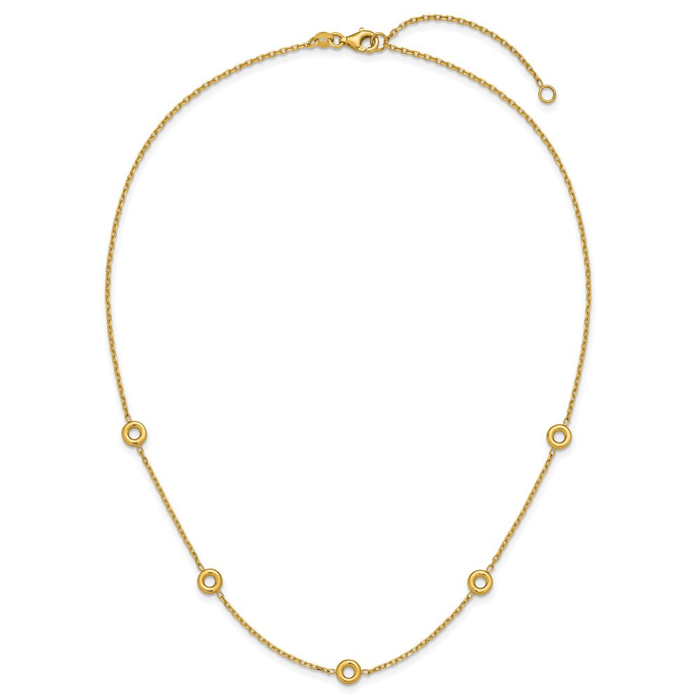14K Polished Circle Station with 2in Ext. Necklace