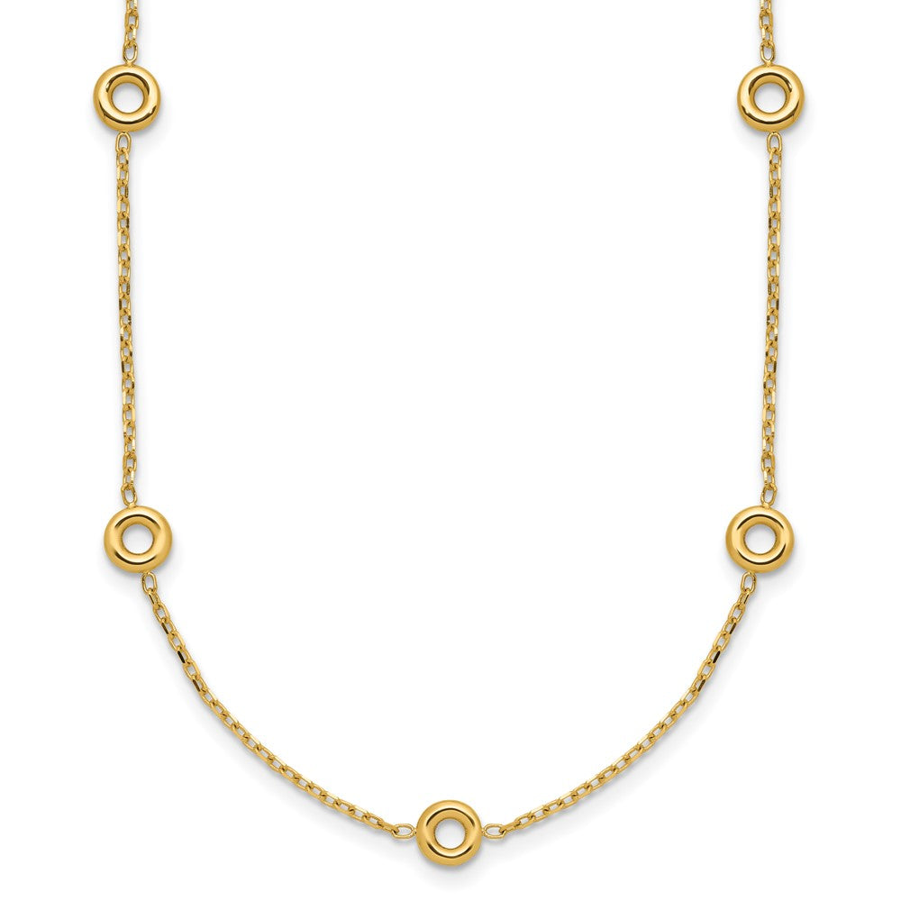 14K Polished Circle Station with 2in Ext. Necklace