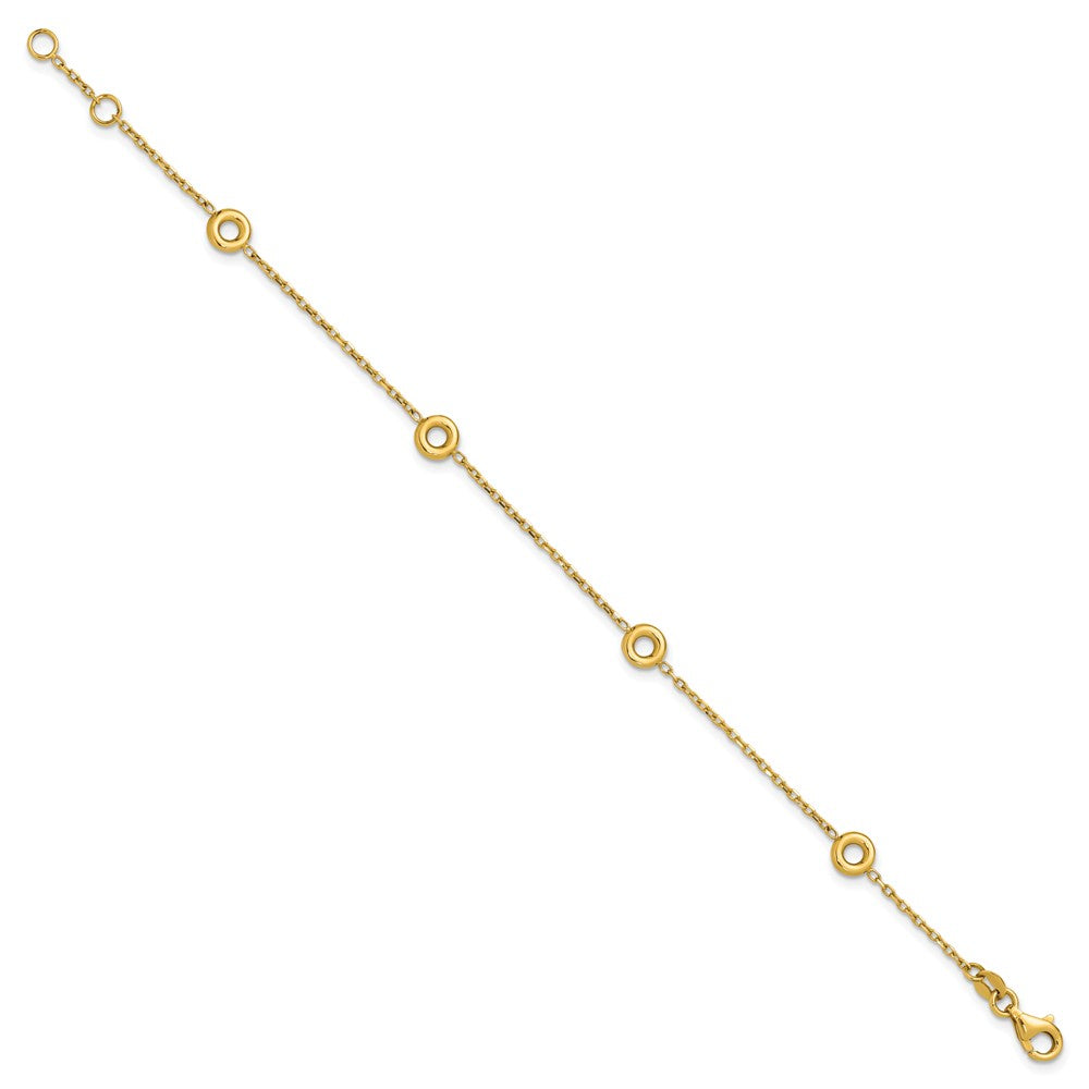 14K Polished Circle Station with .5in Ext. Bracelet